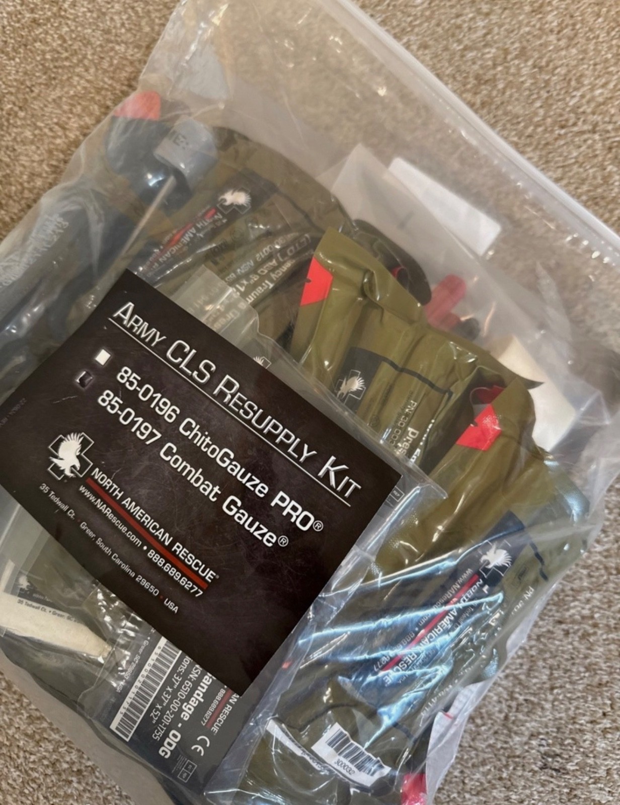 North American Rescue NAR Army CLS Resupply Kit 85-0197 Combat Gauze Exp 2027 North American Rescue NAR Army CLS Resupply Kit 85-0197 Combat Gauze Exp 2027