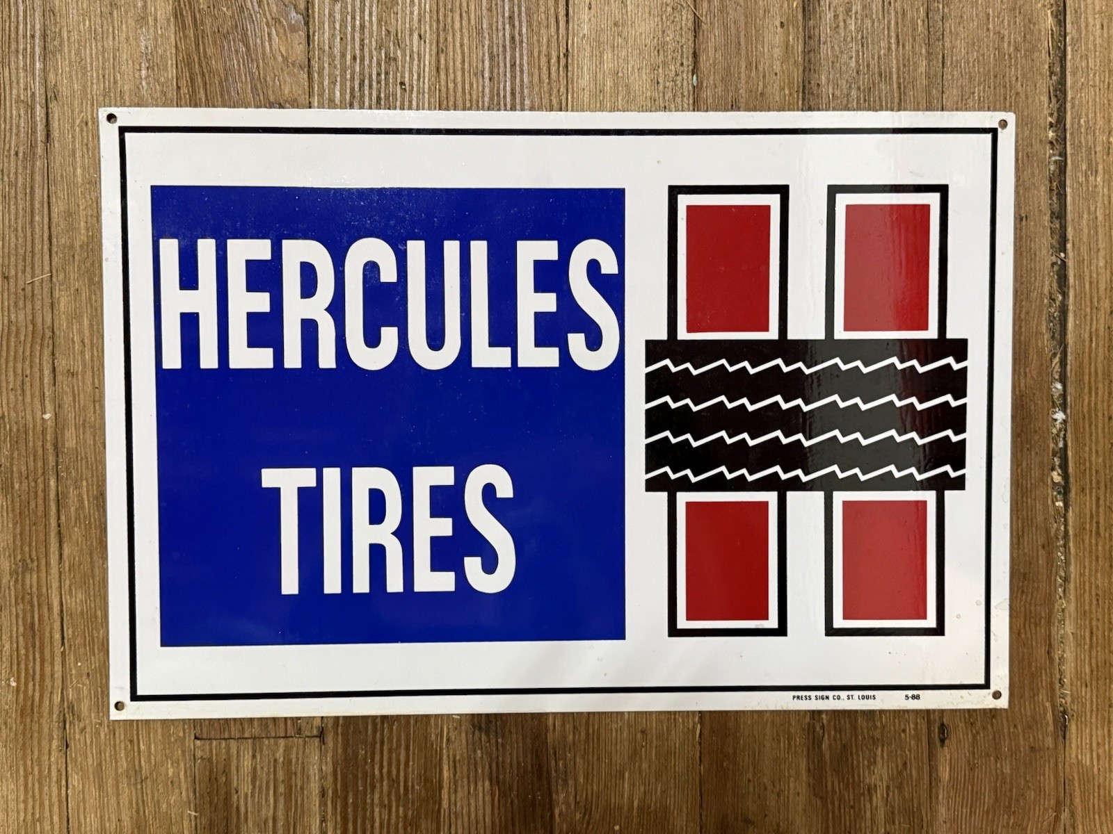 Original Hercules Tires Advertising Metal Tin Tacker ~ Green Back ~ Rare Size