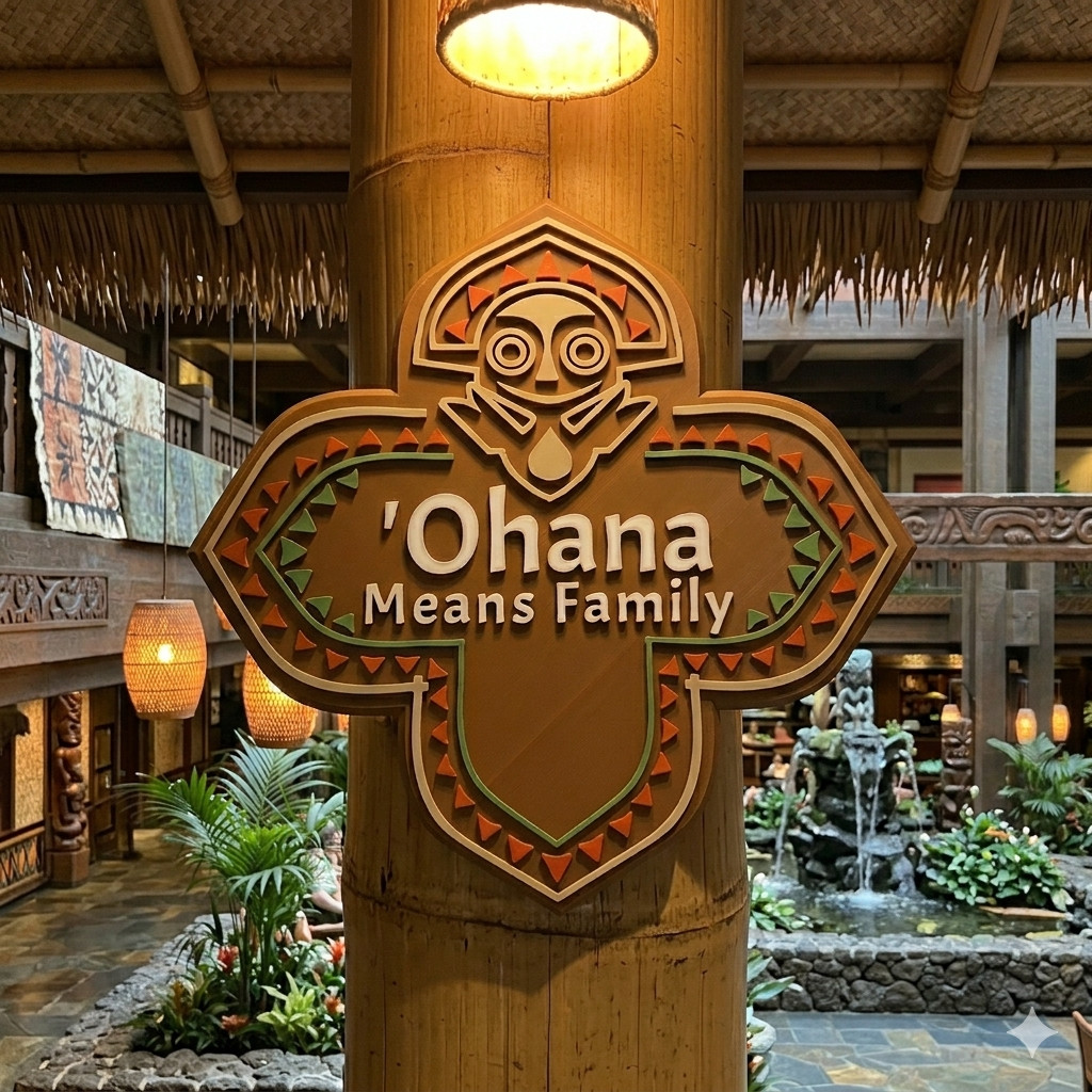 12” LARGE Ohana Means Family Tiki Bar Sign Plaque Disney World Resort Prop Decor