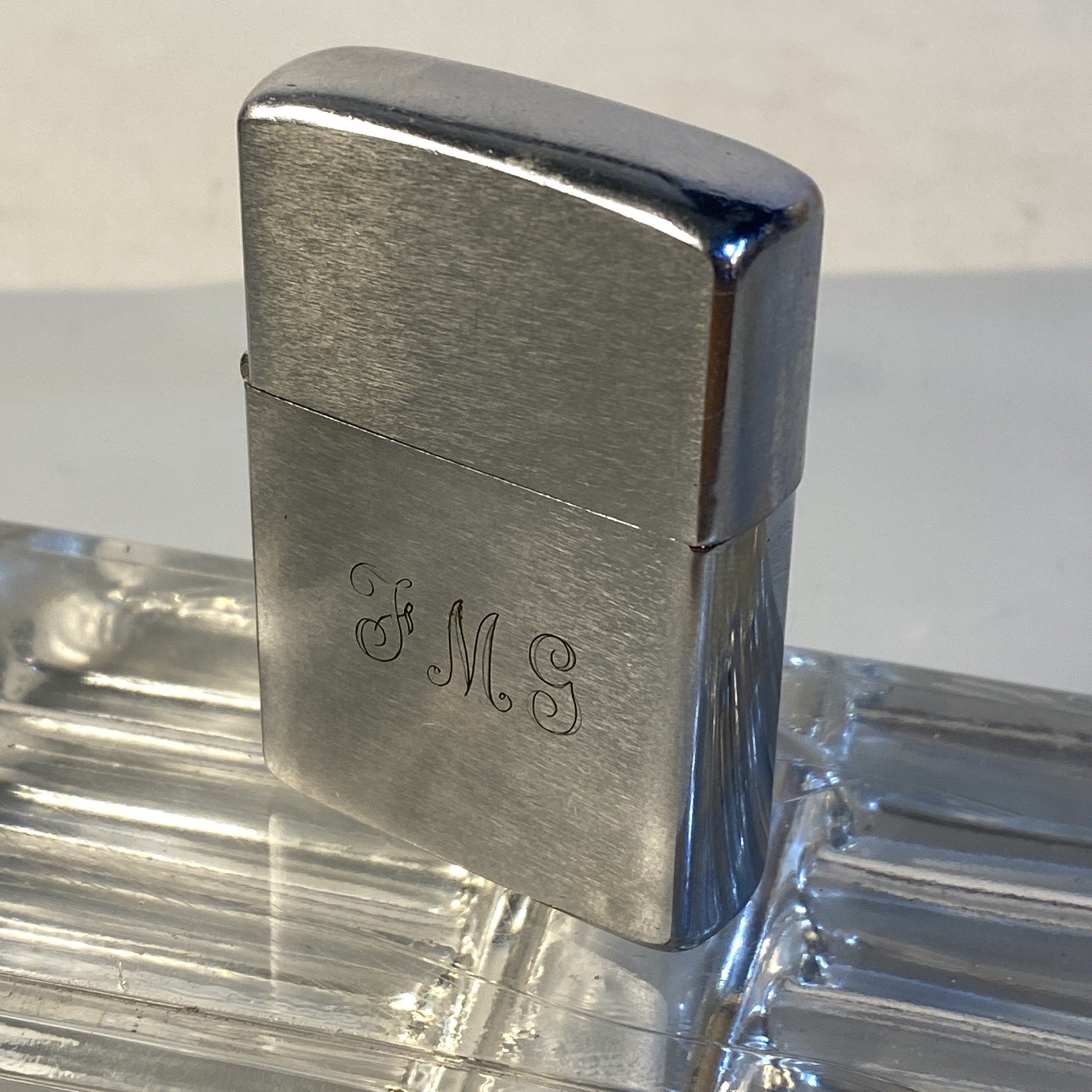 Vintage 1950's Zippo Pat 2517191  Bradford PA Brushed Chrome Zippo Lighter READ