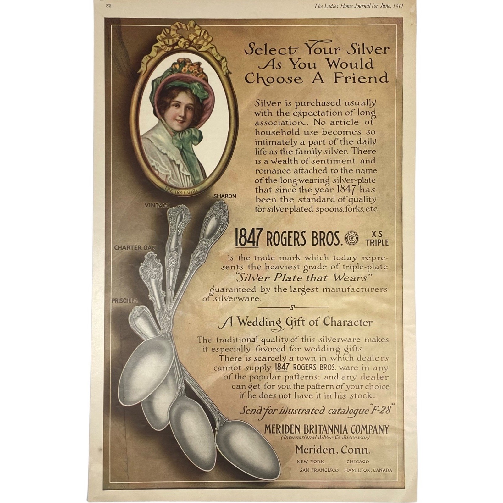 1911 Charter Oak, other Patterns by 1847 Rogers Bros -  Vintage Print Ad