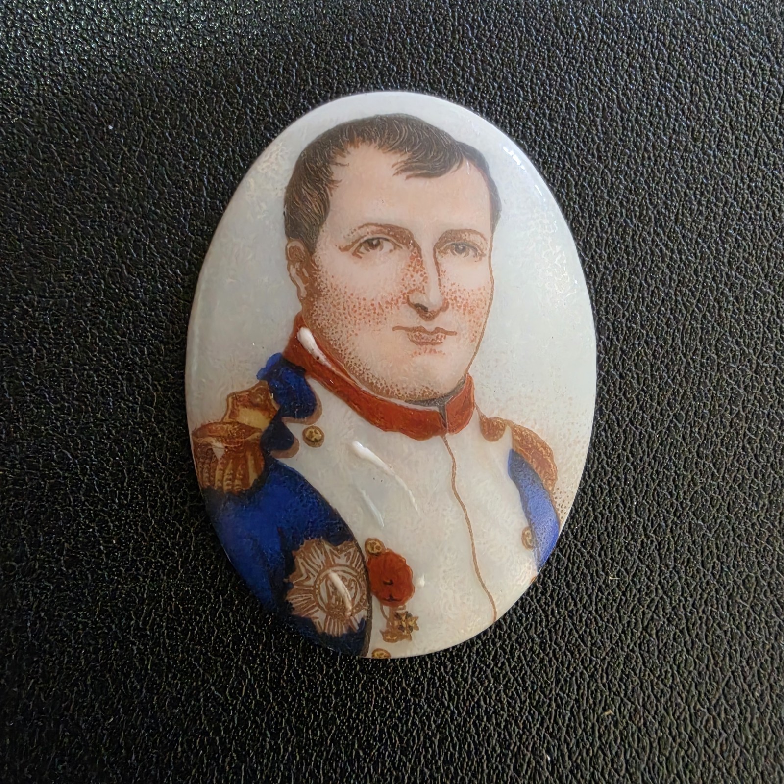 Vintage Signed Limoges France Napoleon Bonaparte Porcelain Portrait Cabochon 