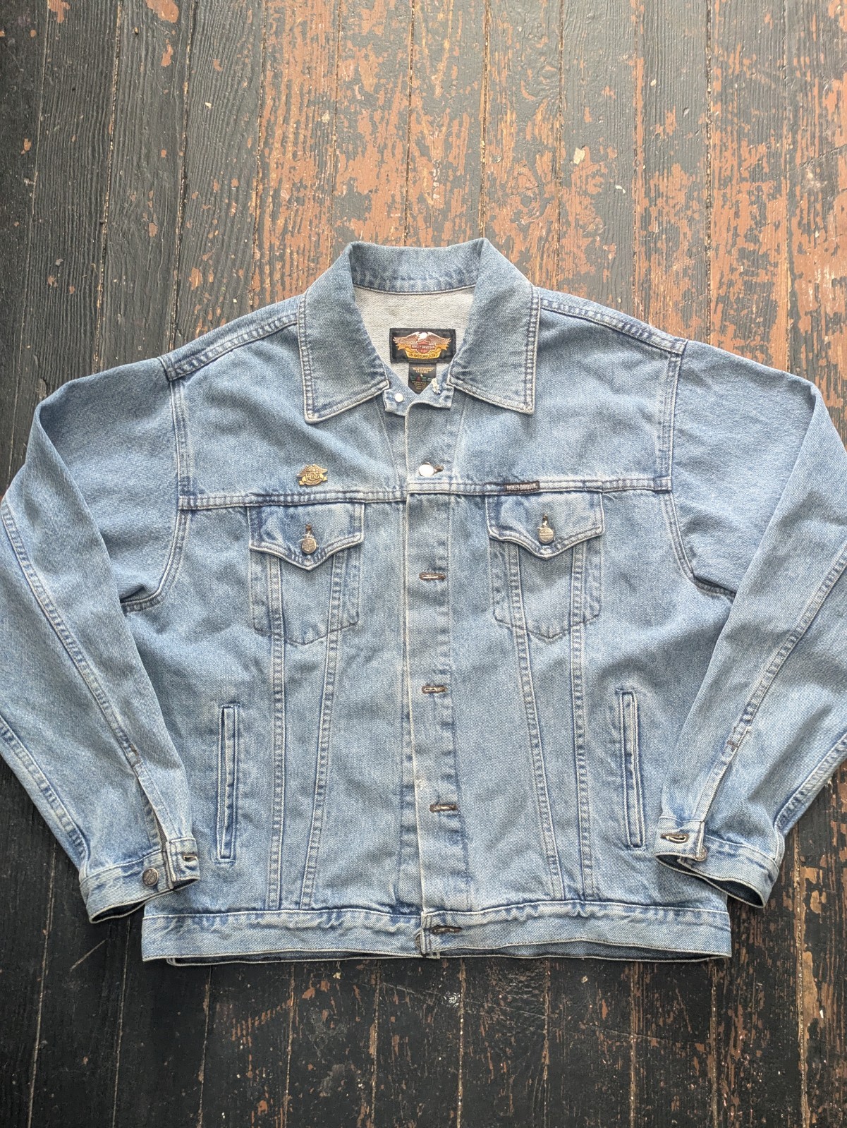 Harley-Davidson Men\'s Blue Denim Jacket Size L Vintage Made in Canada