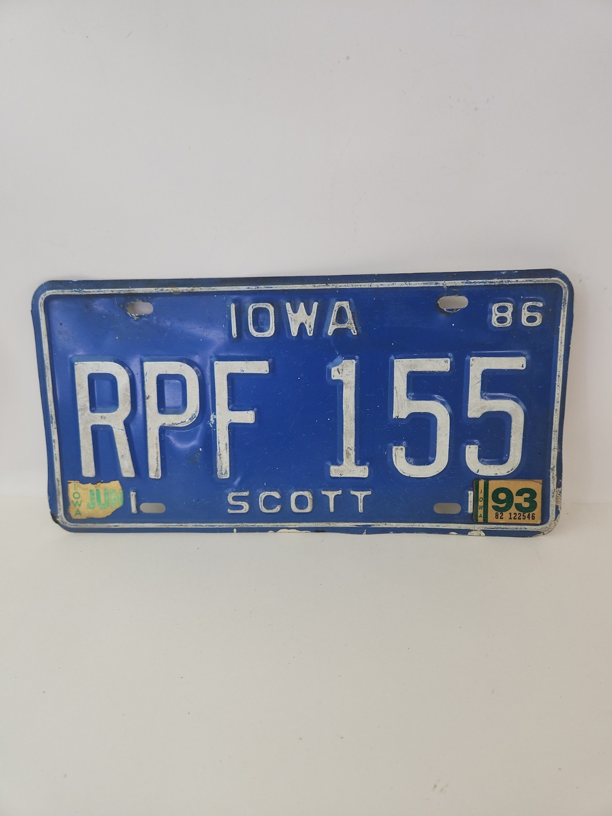 Vintage 1986 Scott Iowa License Plate RPF 155