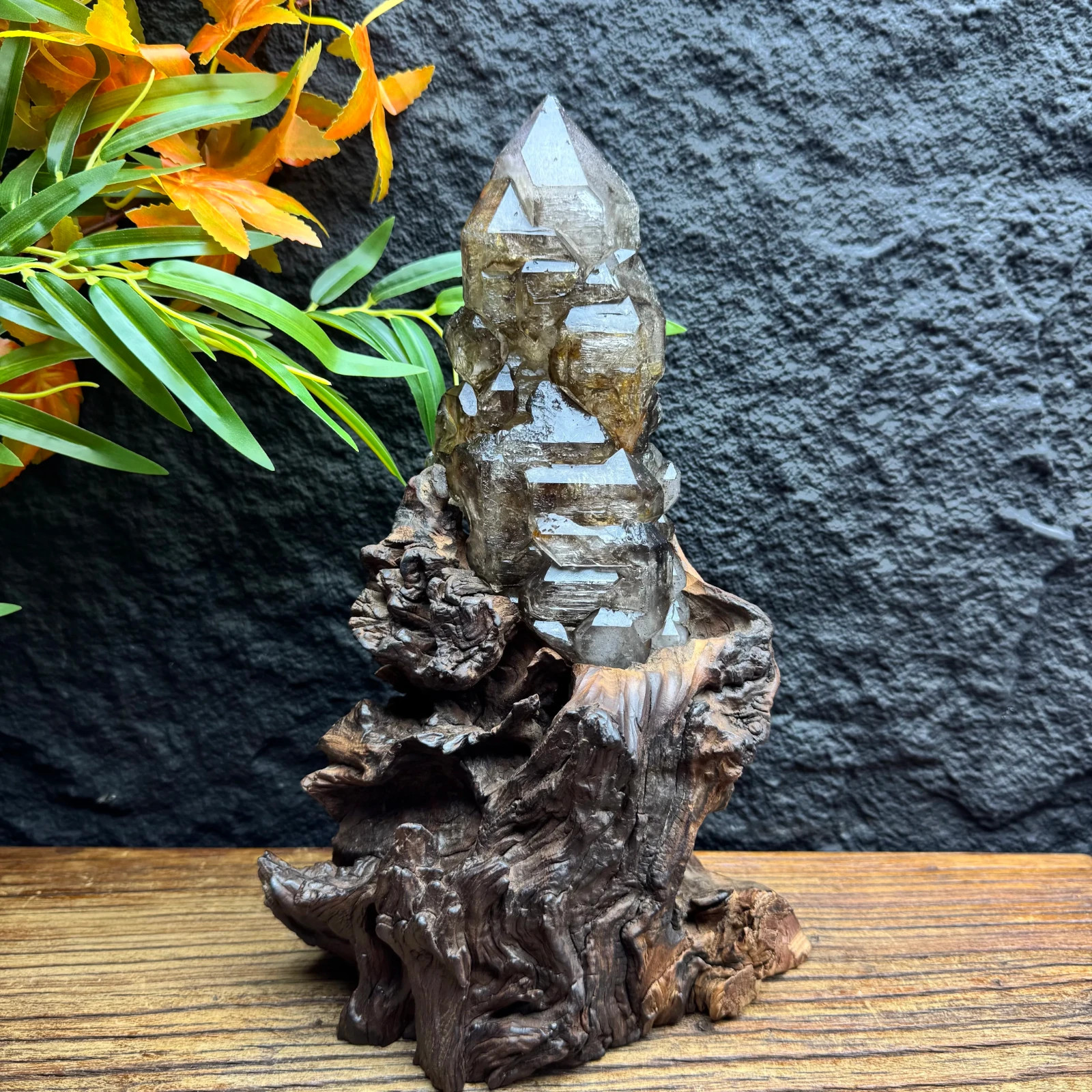 2.3LB Natural Crystal Smoky quartz skeleton Quartz Rough Mineral specimens gift