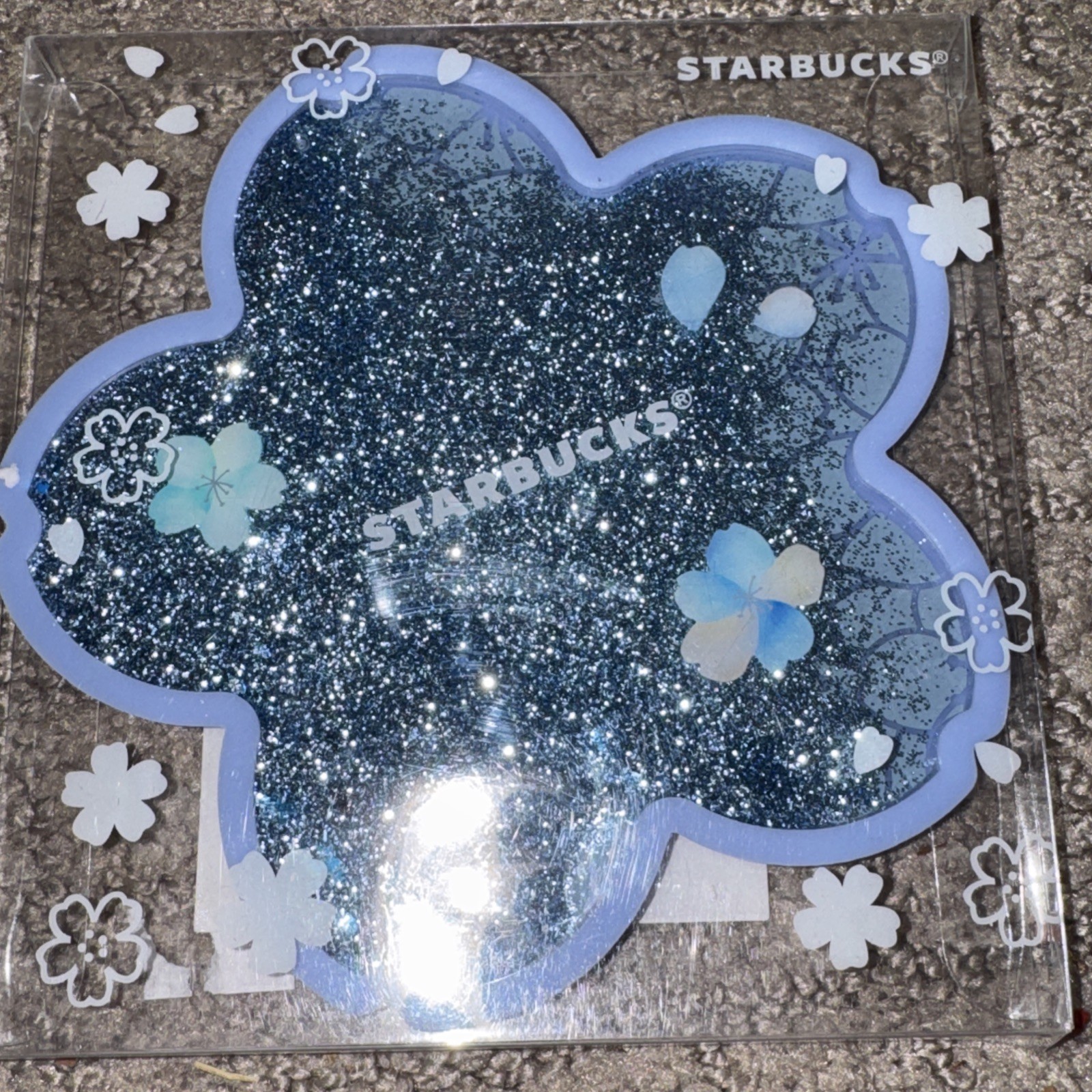 Starbucks Sakura 2026 Glitter Coaster Shiny Airy Blue Cherry Blossom Japan Rare