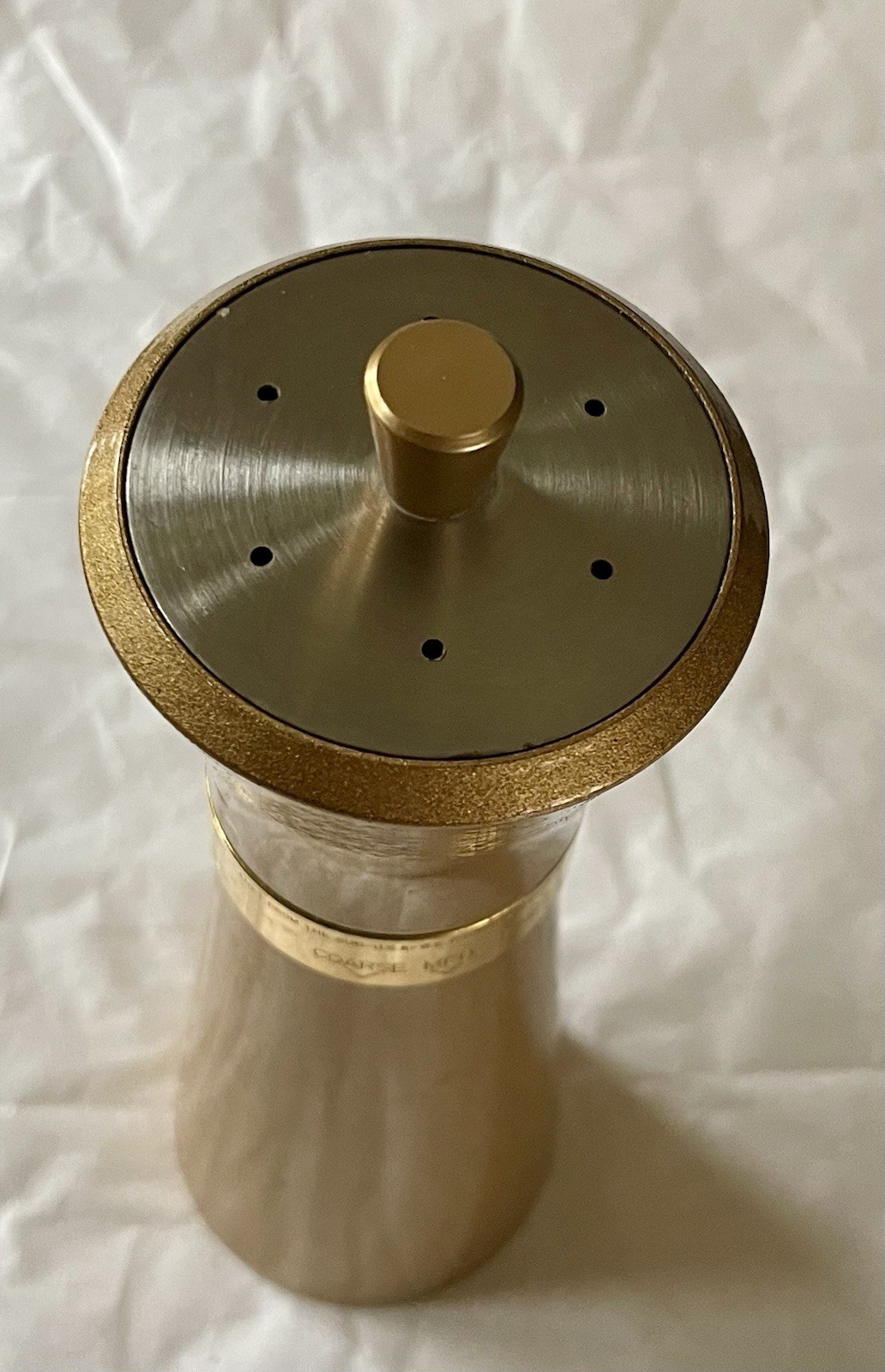 Vintage MCM Gold Sparkle Gold Band 2 In 1 Salt Shaker Pepper Mill Grinder Retro