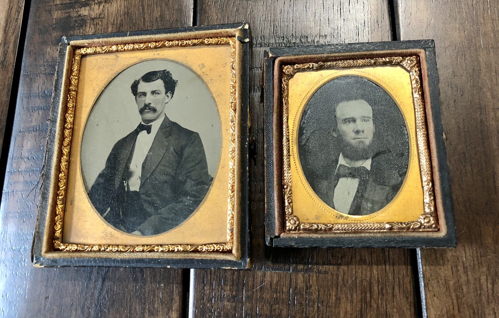 Two Men, Probably Brothers, Both ID'd as Jennings 1/6 & 1/9 Tintype Photos 1860s