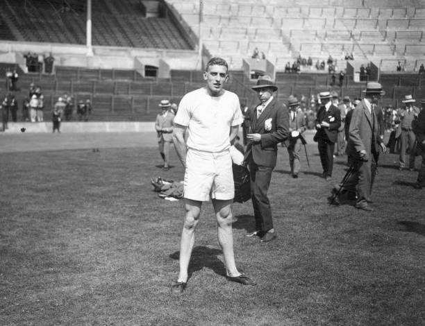 Harold Abrahams winner of 100 yards race at meeting between Univer- Old Photo