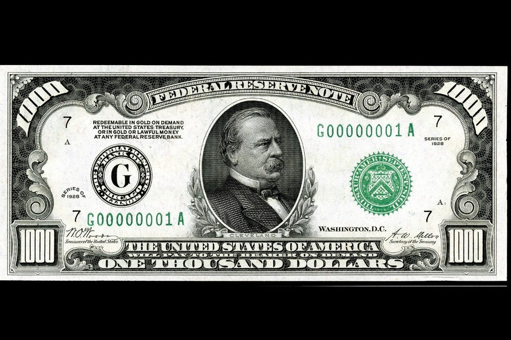 1928 $1000 Federal Reserve Note Vintage Money Fridge Magnet 2.5×3.5