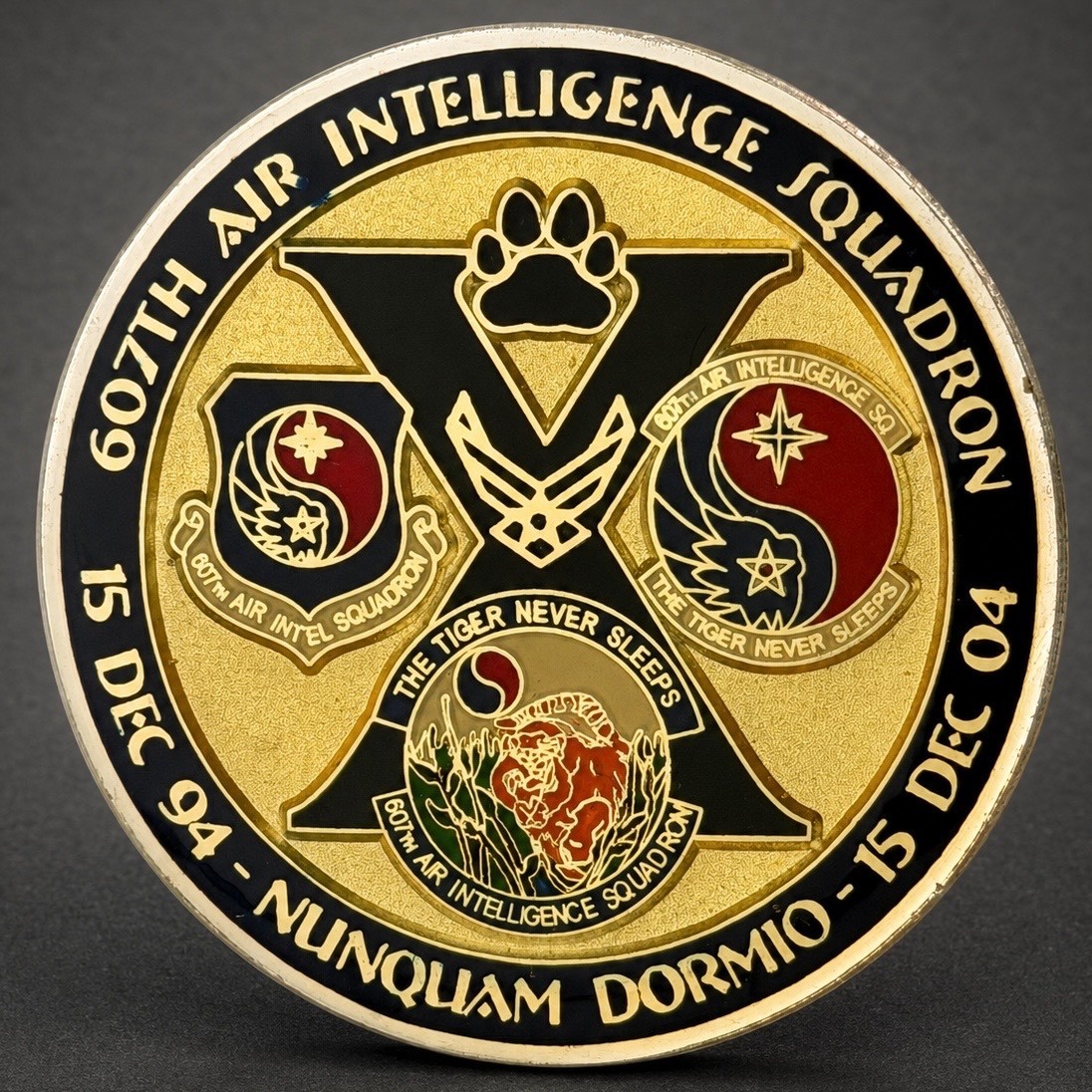 607th Air Intelligence Squadron Osan AB Korea 10th Anniversary Challenge Coin