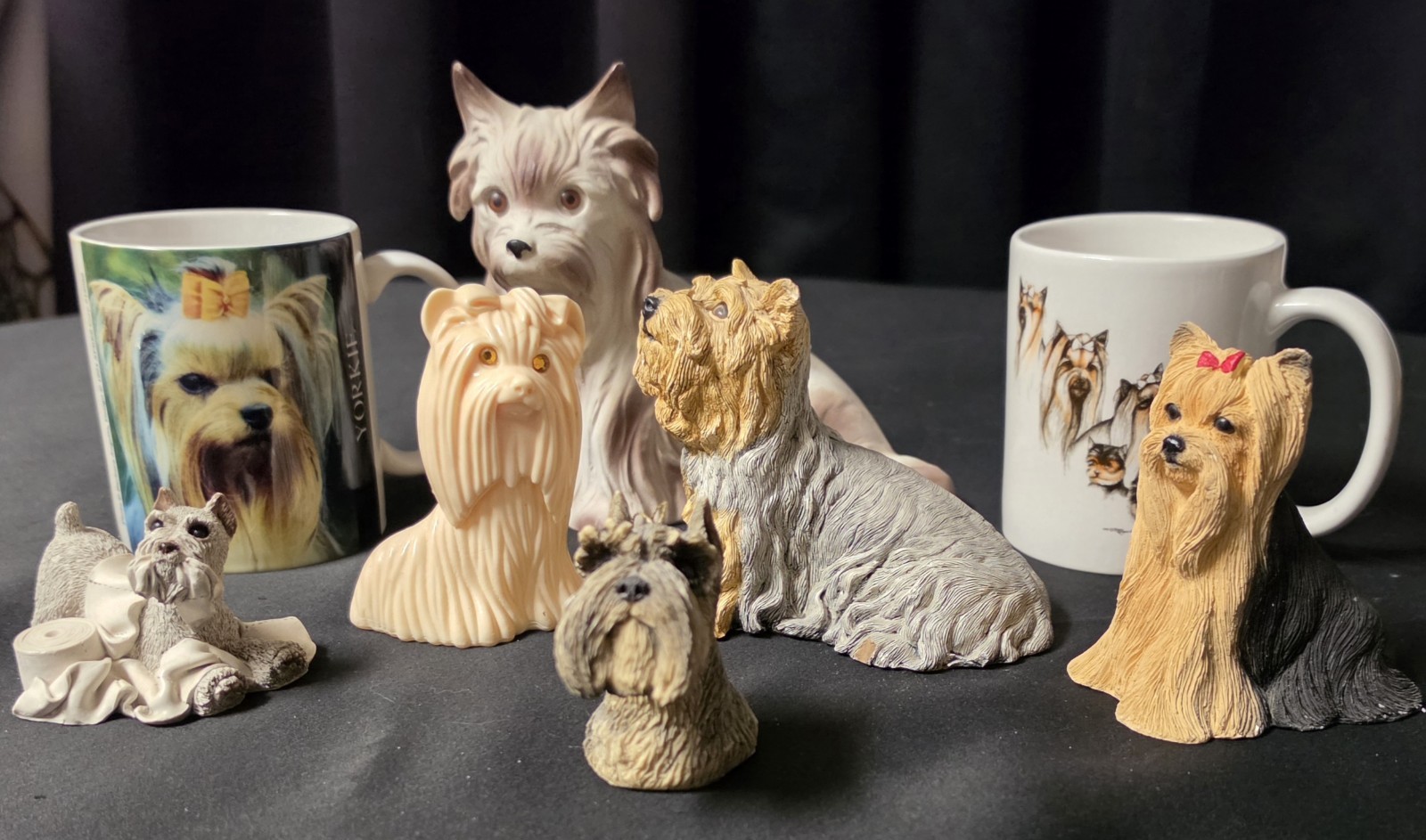 Vintage Yorkie Maltese Figurine Mug Lot Sandicast Martha Carey Living Stone 