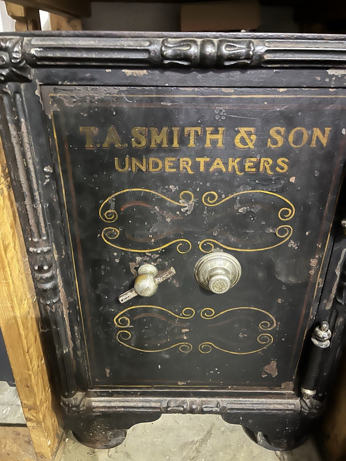 1880-1910 T.A. Smith & Son Undertakers Antique Safe w/ original combination.