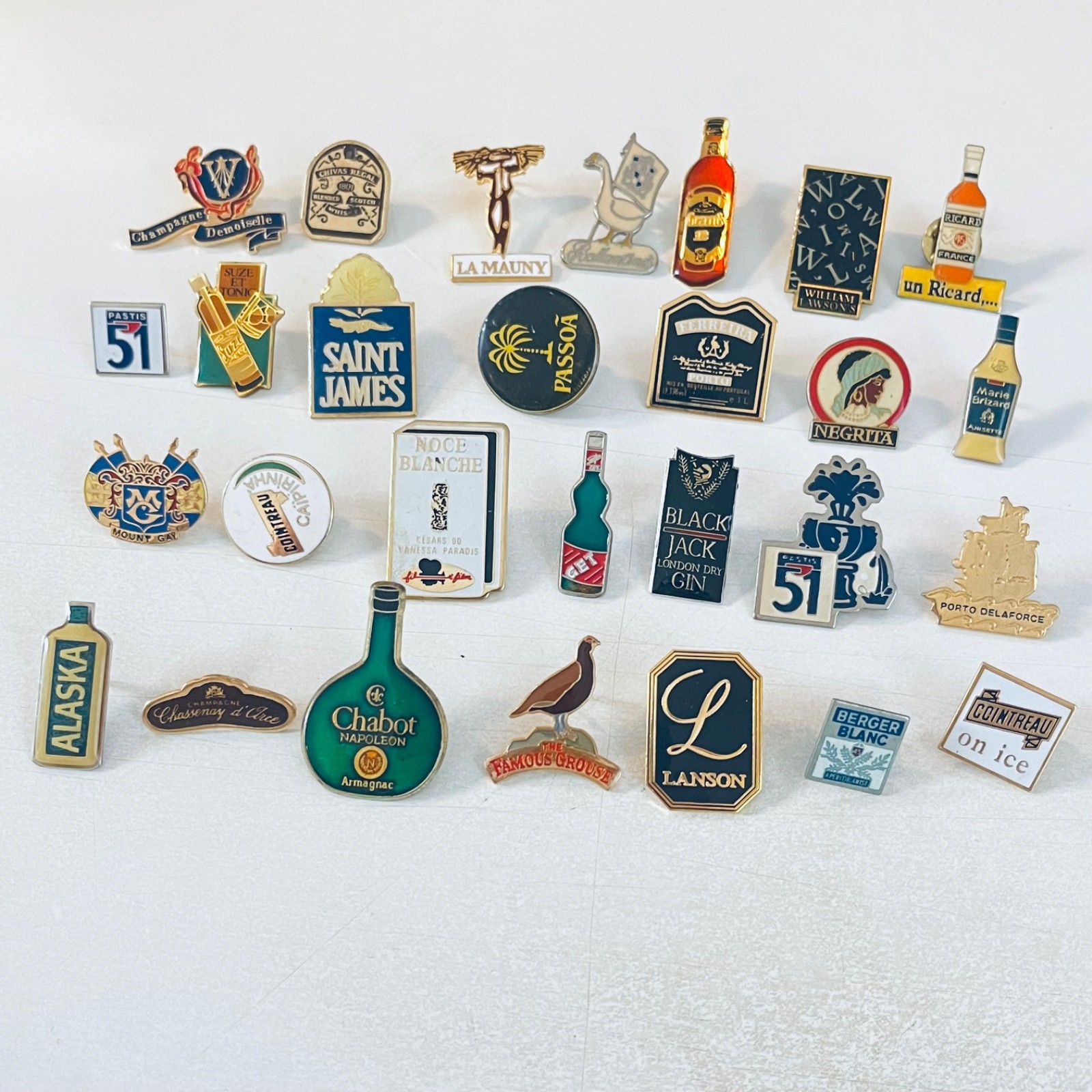 VTG lot 28 European  Liqueurs Enamel Lapel Pins Digestif Liquor PLEASE READ
