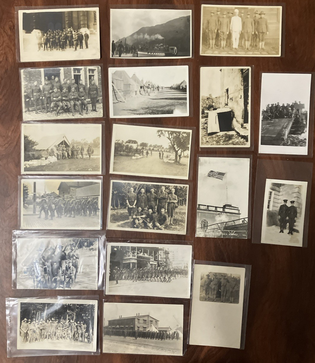Lot 18 Vintage WWI WWII Military Postcards Groups Soldiers Guns RPPC & Photos