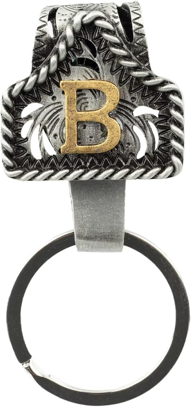 Vintage Western Cowboy Letter Keychain,Handmade Metal A-Z Initial Key Chain Clip