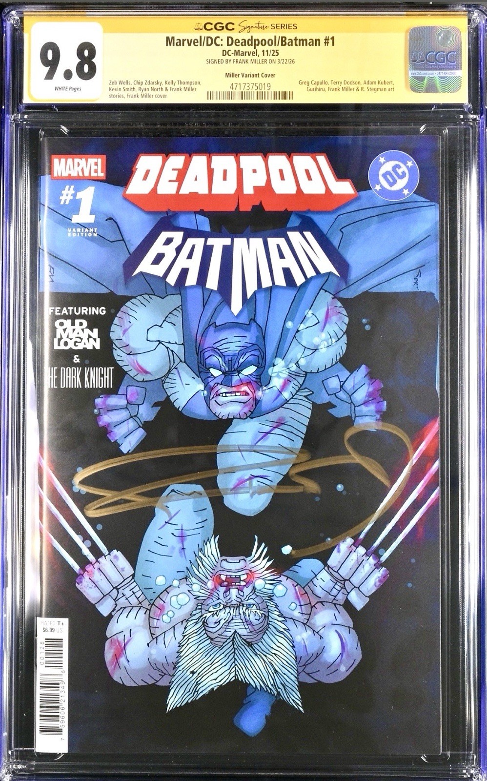 Marvel/DC: Deadpool/Batman #1 Miller 1:50 Variant CGC SS 9.8 Signed Frank Miller