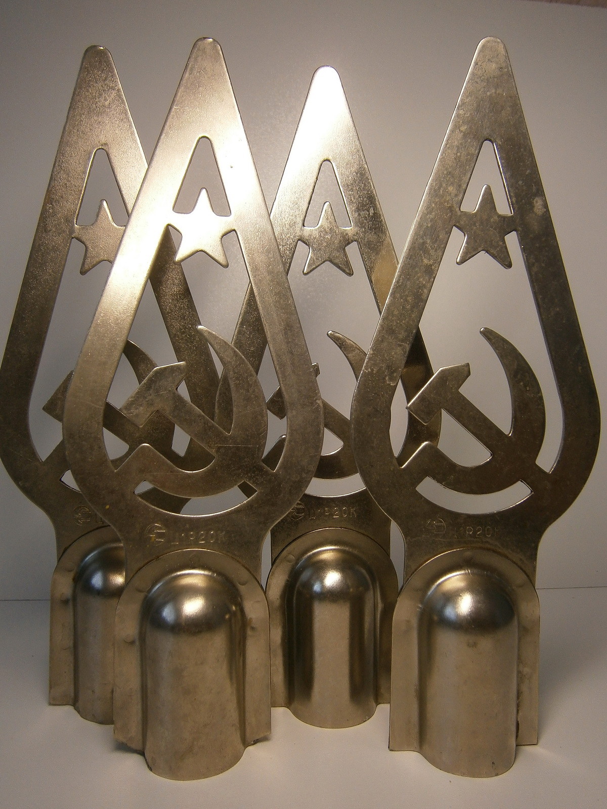 Vtg Soviet Flag Pole Finial Ornament Topper Russian Communist Star Hammer Sickle