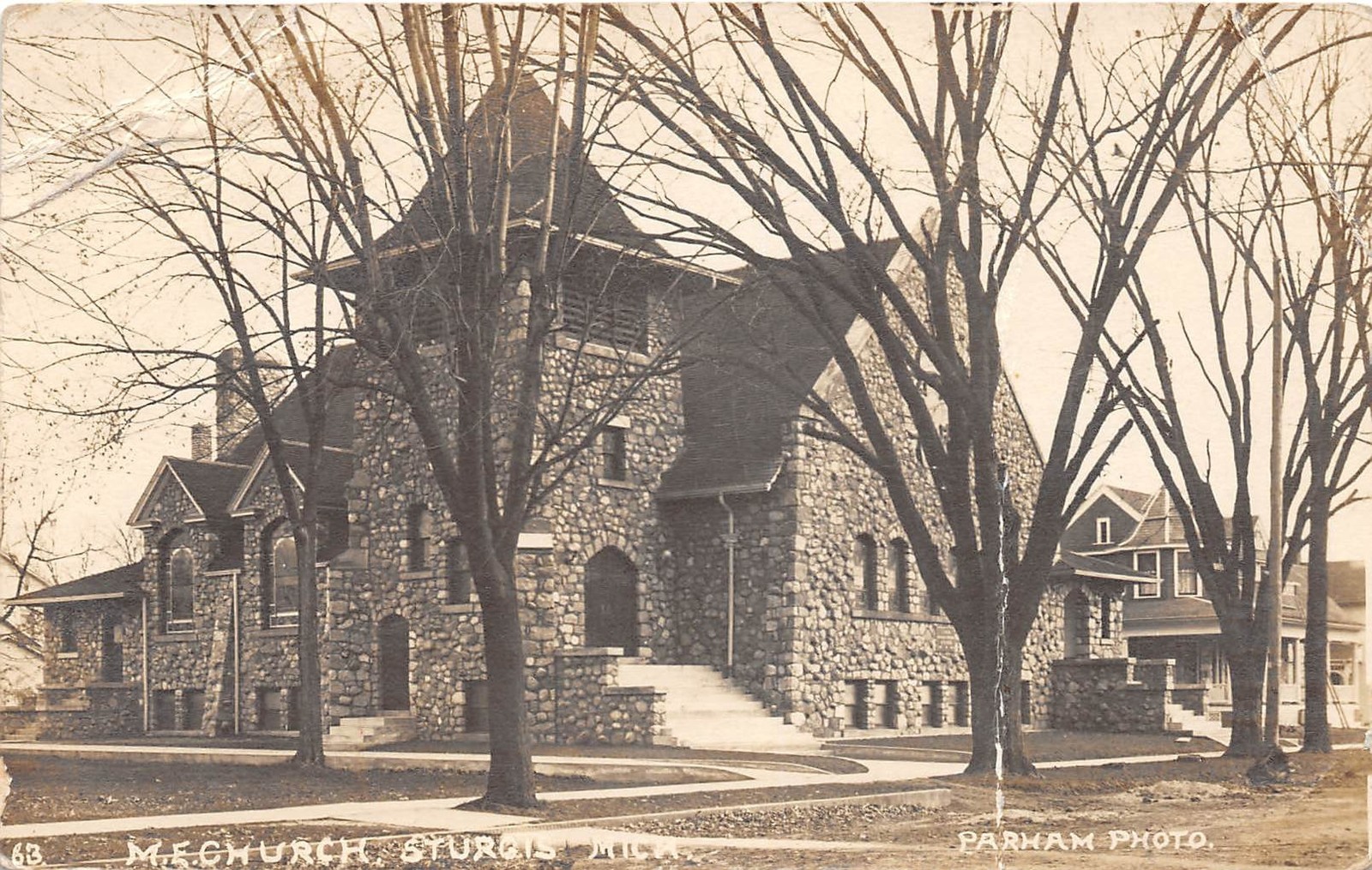 Michigan MI Postcard STURGIS St Joseph County 1913 M.E. Church Real Photo RPPC