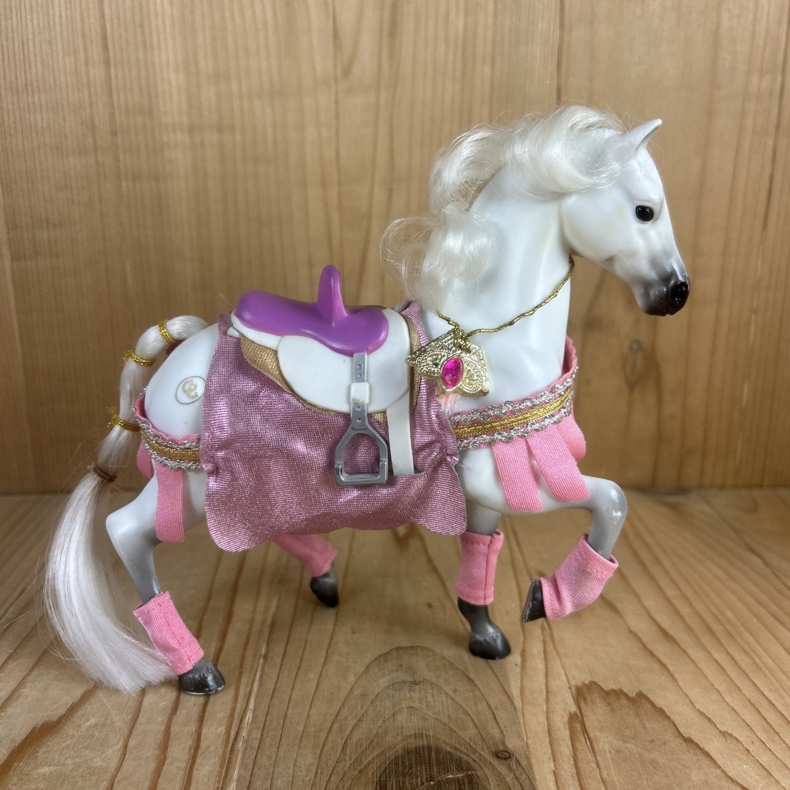 Grand Champions White Horse Figurine Fancy Parade Pink Purple Tack Marchon