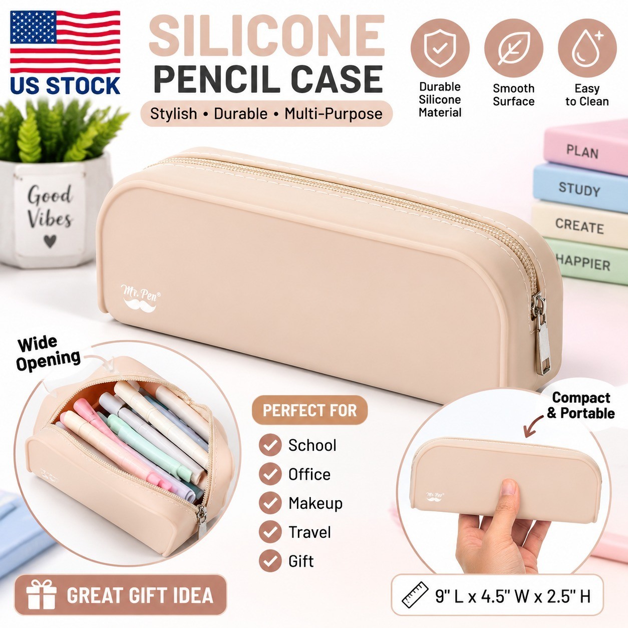 Silicone Pencil Case,Pen Pouch Pencil Bag for Women, Makeup Pouch Storage Gift
