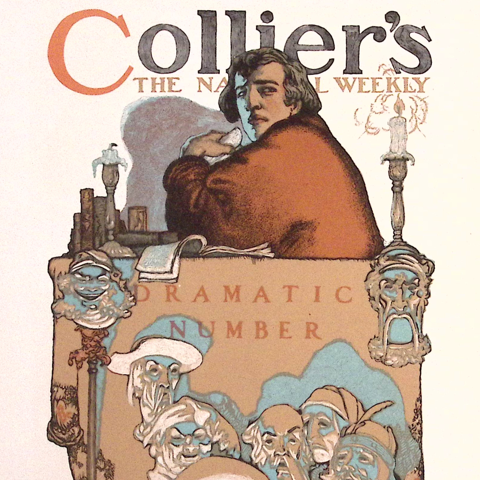 1908 Collier's Dramatic Number Howard McCormick Illustration SAMPLE COVER 9x12