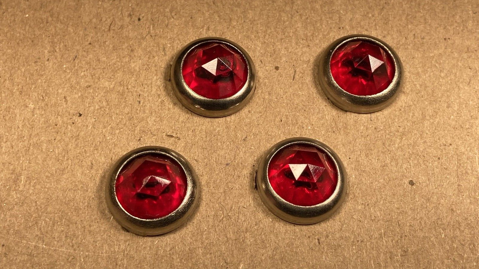 Vintage Red Jewel Reflectors Bicycle Saddlebag License Plate Biker Belt 4 Pieces