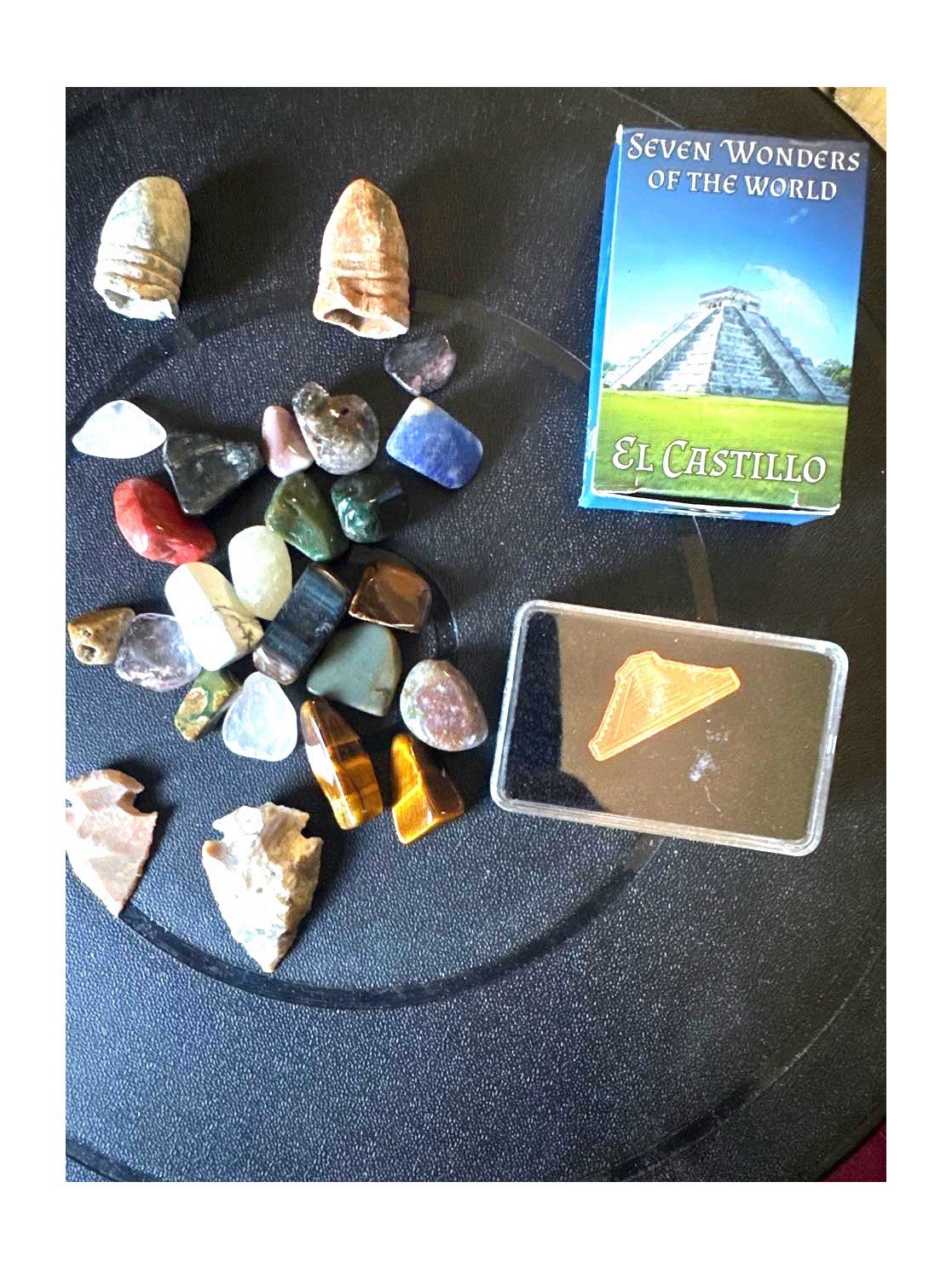 Civil War Bullets (2) + Arrowheads + El Castillo Copper + 24 Gemstones Lo