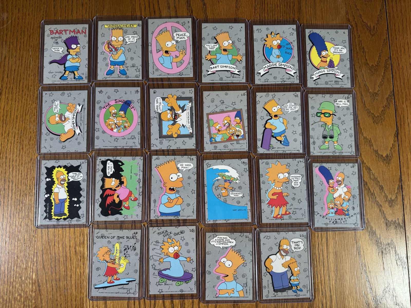 1990 Topps The Simpsons Complete 22 Sticker Set 1-22 Bartman #1 Bart Homer Marge