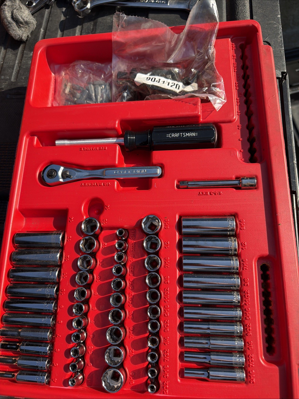 78pc Sears Craftsman USA 1/4” Socket Set In Red Tray Most New +Drive Handle