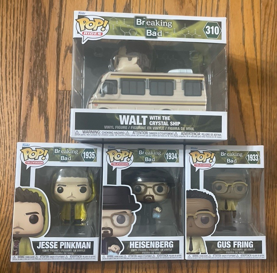 Funko Pop Breaking Bad Set of 4 Gus Heisenberg Jesse & Walt with Crystal Ship