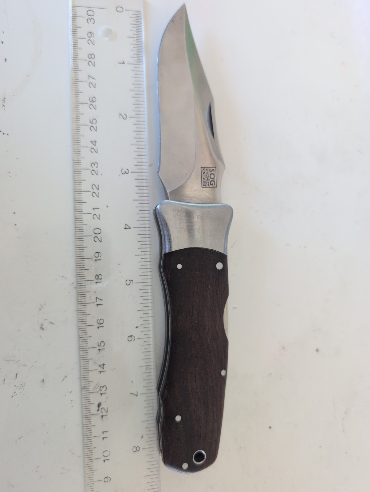 SOG Tomcat S17 Japanese Pocket Knife Wood Handle 