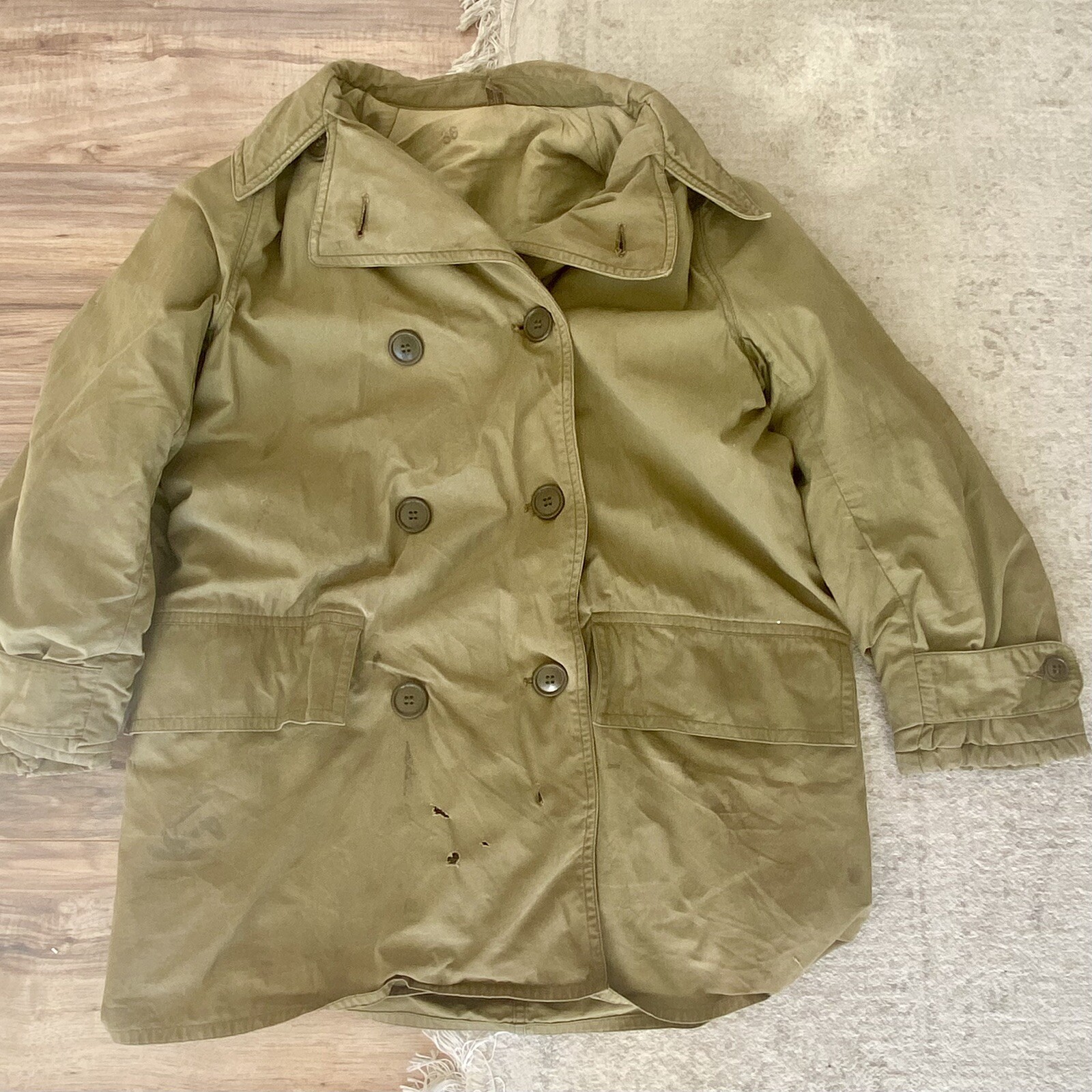 Vintage WWII Mackinaw Jeep Coat Mens 36 Green 1940s Barnstormer Military