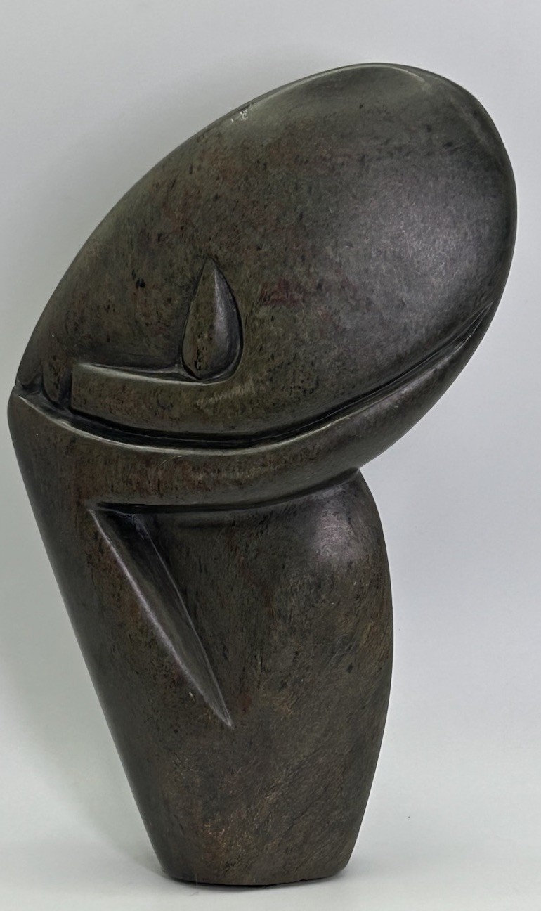 Vintage Zimbabwe Shona Stone Sculpture Signed Abstract Serpentine Art Piece 7.5”