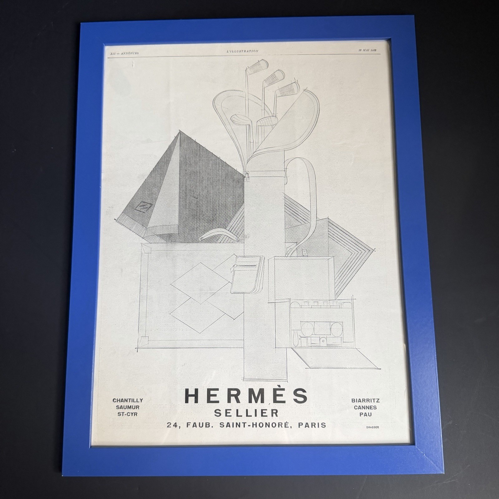 1926 Hermes Golf Advertisement Vintage Framed Art Art Deco Sporting Ad