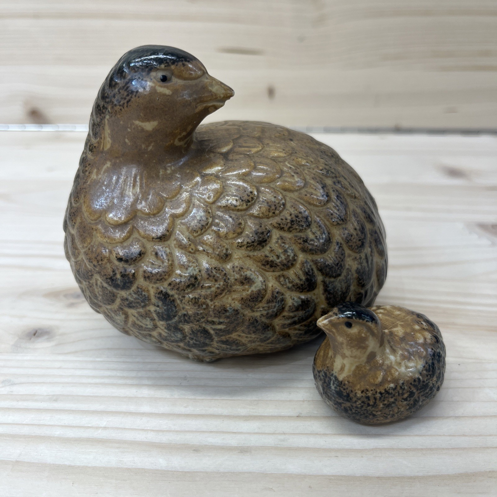 Vintage Otagiri Japanese Partridge Quail Ceramic Figurines Set of 2 Large Small