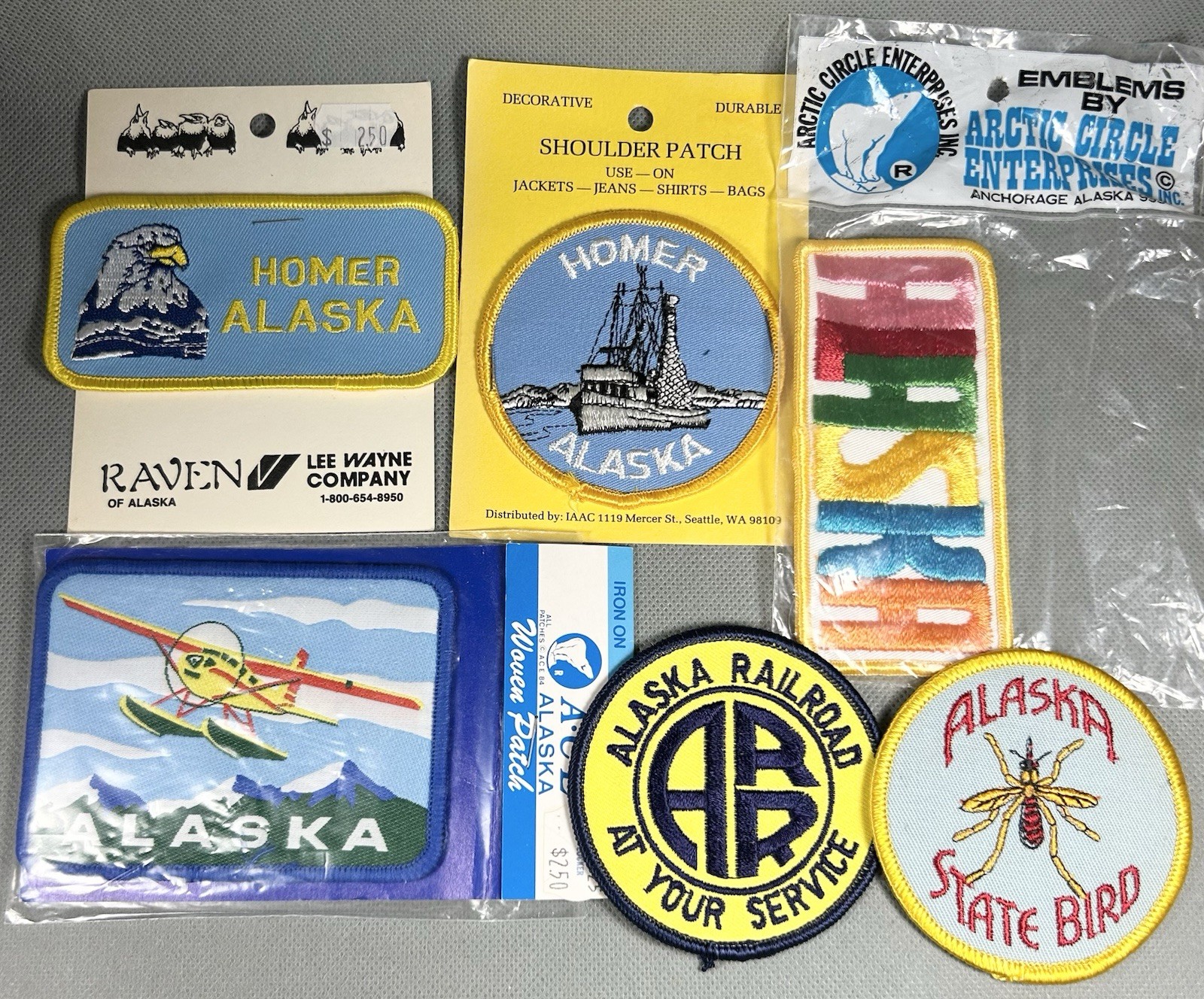 Vtg Alaska AK Travel Patch Souvenirs Lot Of 6 Homer Railroad Sea Float Plane