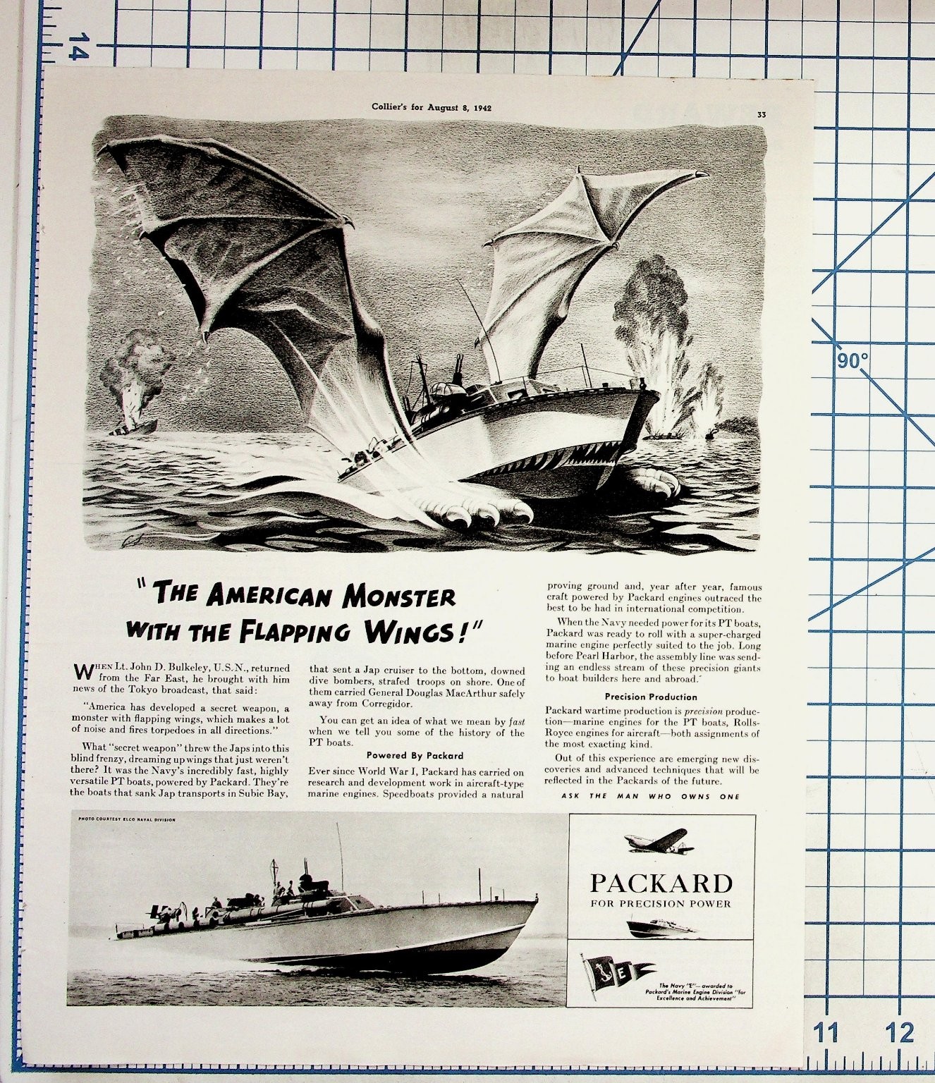 1942 Collier\'s Packard PT Boat Ad WW2 \