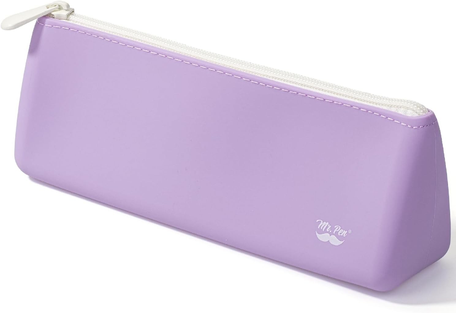 Mr. Pen- Silicone Pencil Case Pouch, Pastel Lavender, Aesthetic Triangular