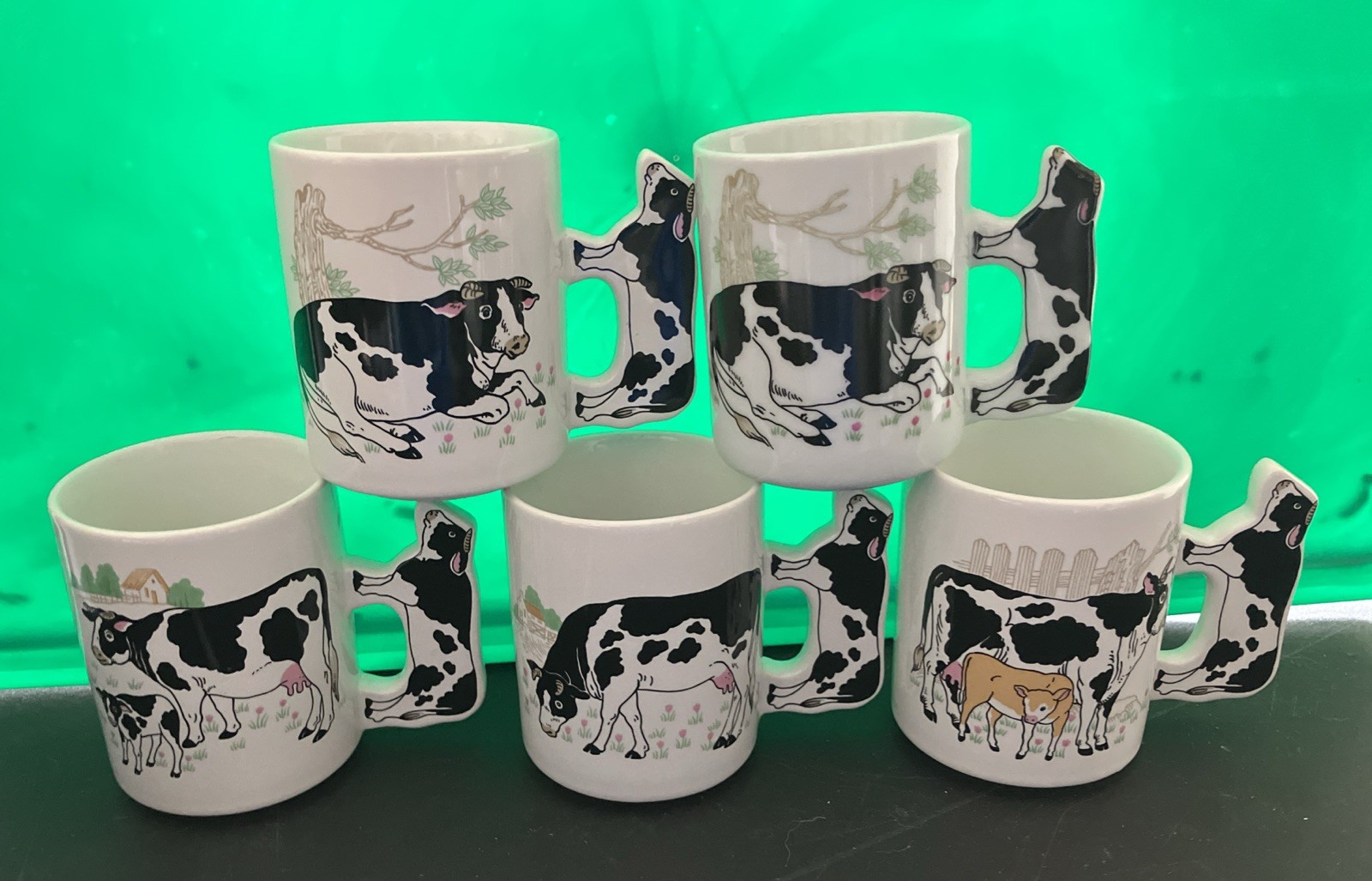 Vintage Holstein Cow Calf Farm Coffee Mug with Cow-Shaped Handle (5)