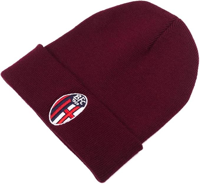 Bologna FC Winter Beanie Bordeaux Headphone Embroidered Logo - Official Item