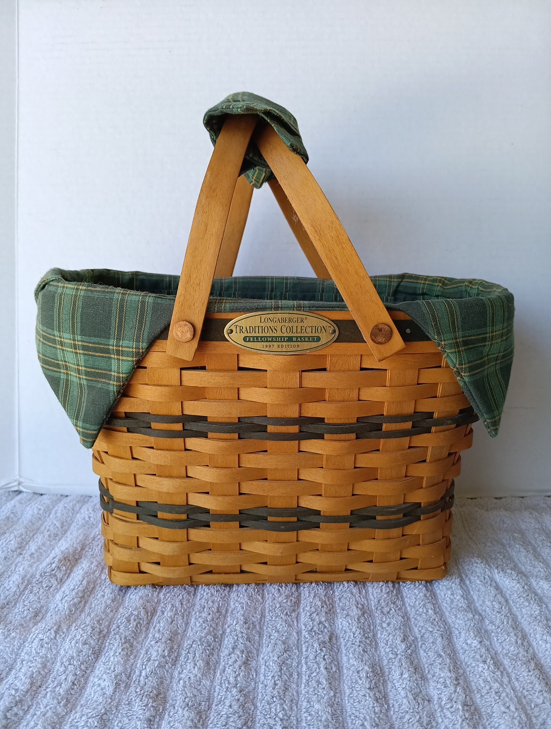 Longaberger Traditions Fellowship Basket 1997 w Liner & Protector Vintage