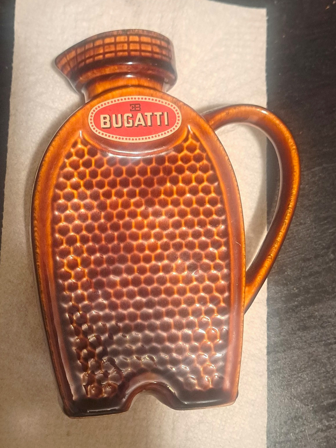 Bugatti Vintage 1950s Ceramic  Pitcher , Le Chanteclair Restaurant - Rare  Brown