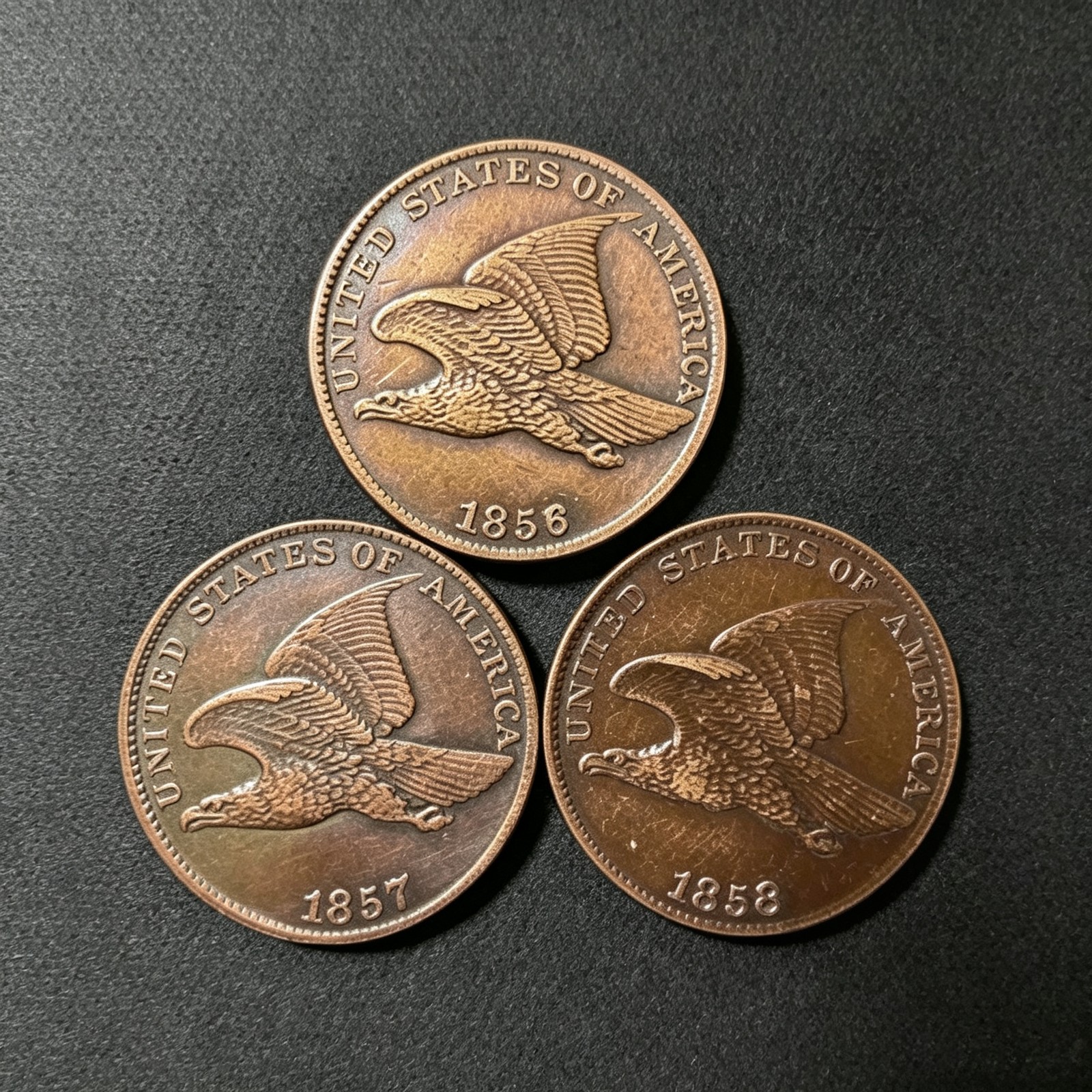 1856/1857/1858 3Pcs Flying Eagle Cent Very Good VG Coin As shown in the figure 1856/1857/1858 3Pcs Flying Eagle Cent Very Good VG Coin As shown in the figure