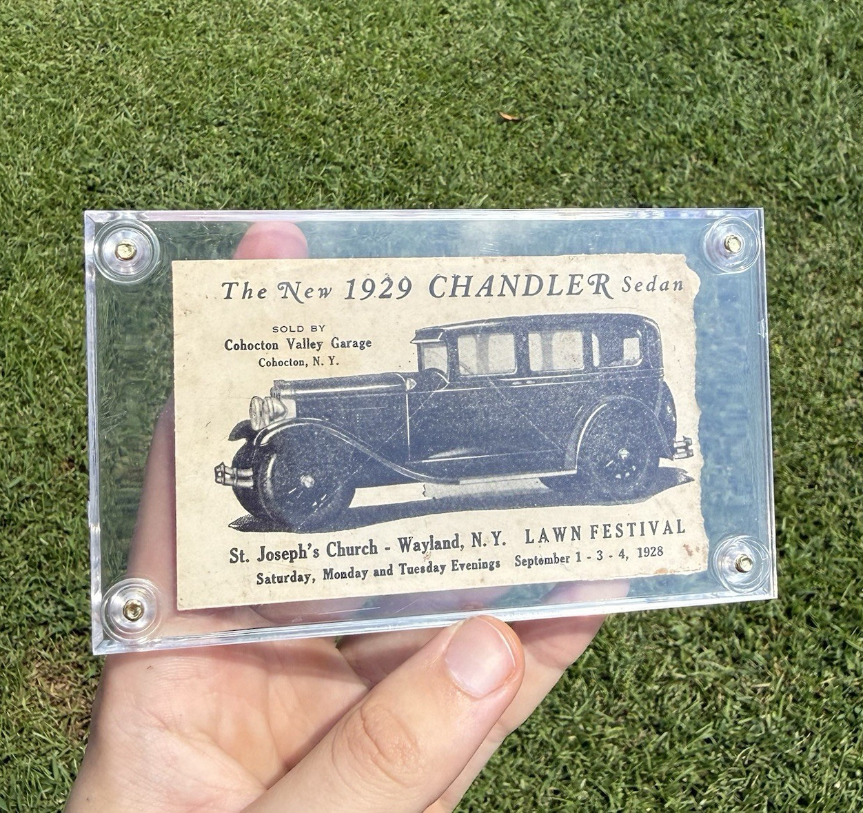 Vintage Chandler Sedan 1929 Raffle Ticket Wayland NY Gas And Oil Advertising Vintage Chandler Sedan 1929 Raffle Ticket Wayland NY Gas And Oil Advertising