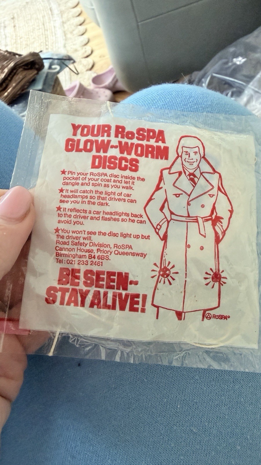 Vintage RoSPA Glow Worm DiscReflective Road Safety Original Sealed Packaging Rar
