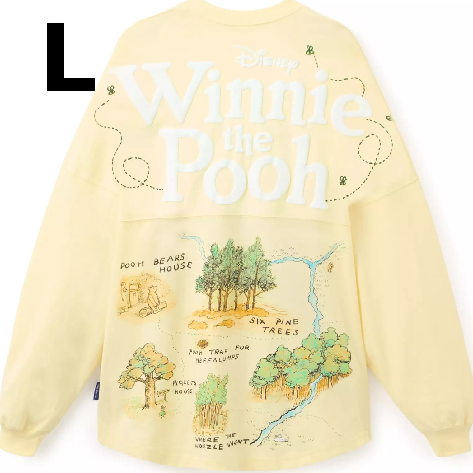 Disney Parks Winnie the Pooh Spirit Jersey LARGE Hundred Acre Wood Map