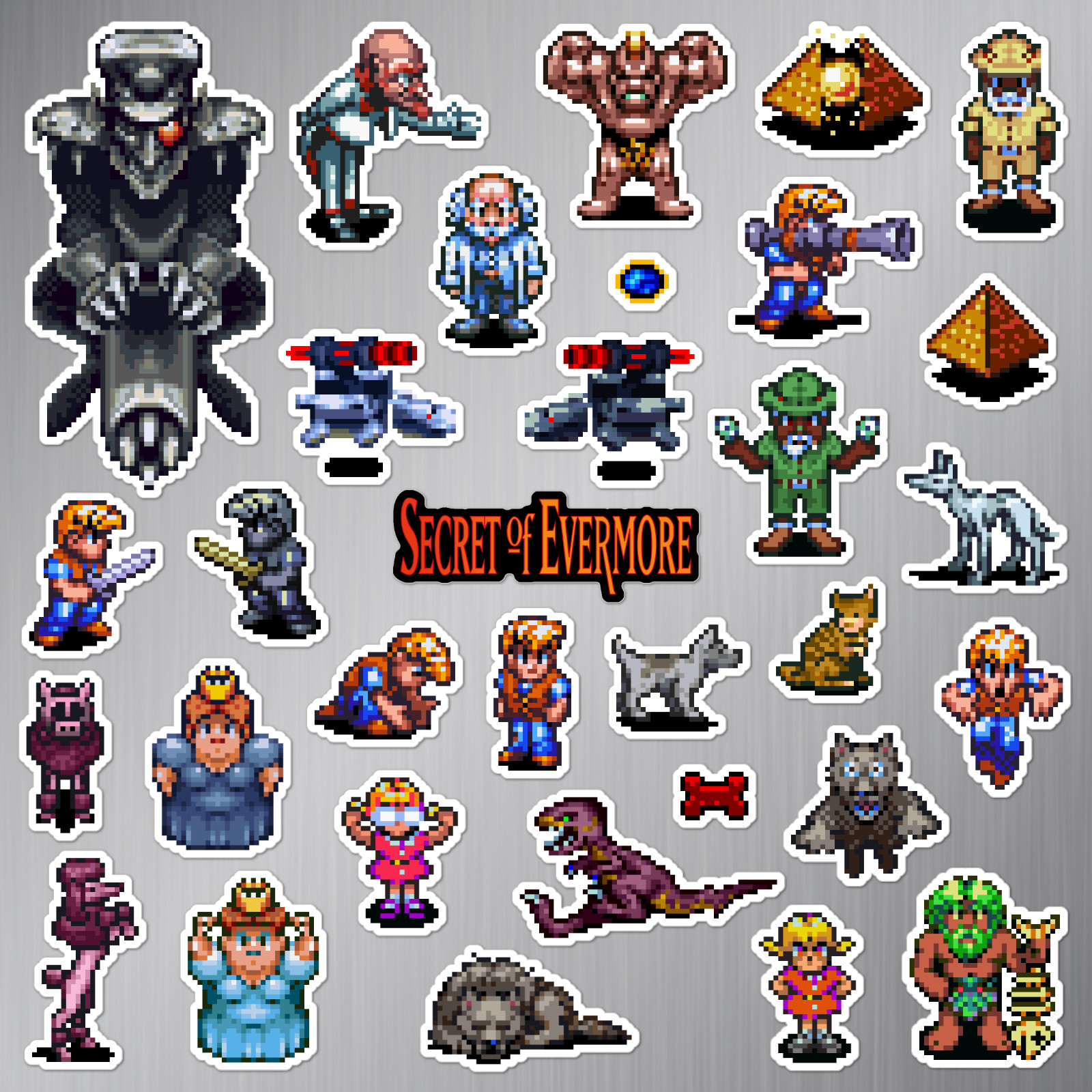 Secret of Evermore Magnets Super Nintendo SNES Pixel Art 32 Magnet Pack