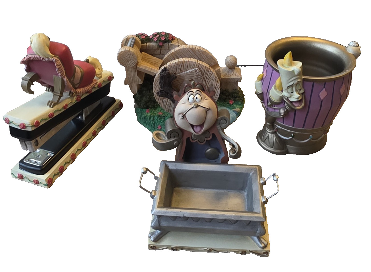 VTG Disney Direct Beauty and the Beast Desk Set Stapler Tape Dispenser Cogsworth