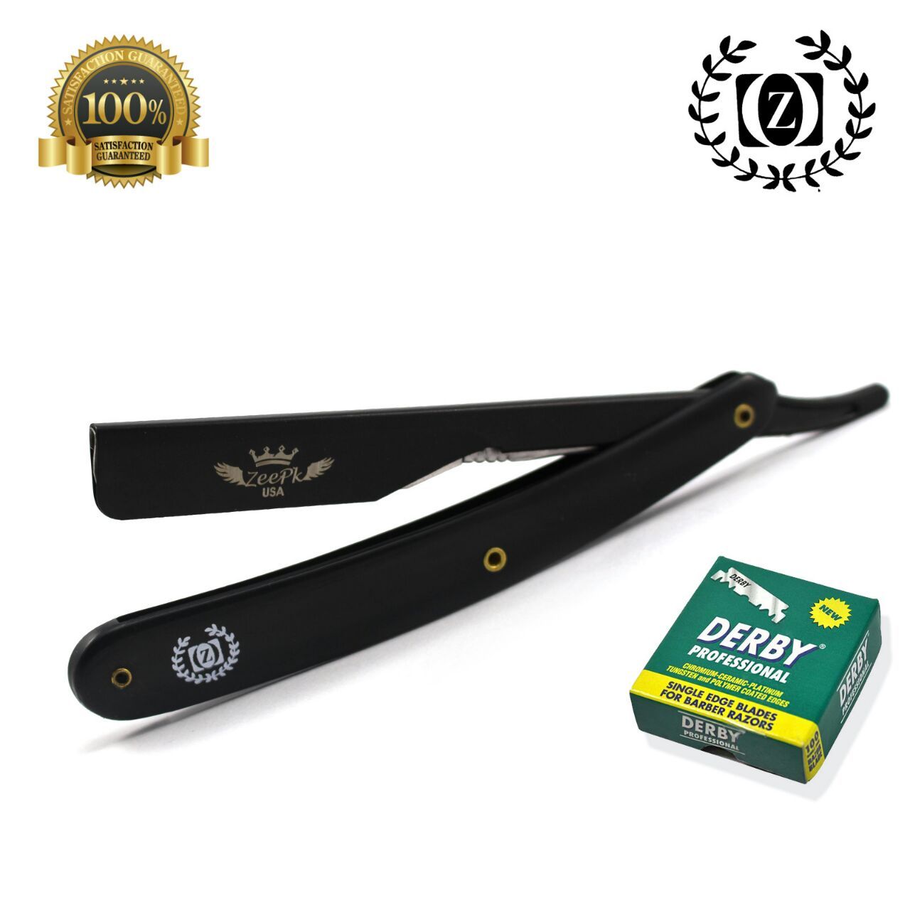 MEN BARBER (BEARD) CUT THROAT SHAVETTE STRAIGHT SHAVING RAZOR 100 DERBY BLADES